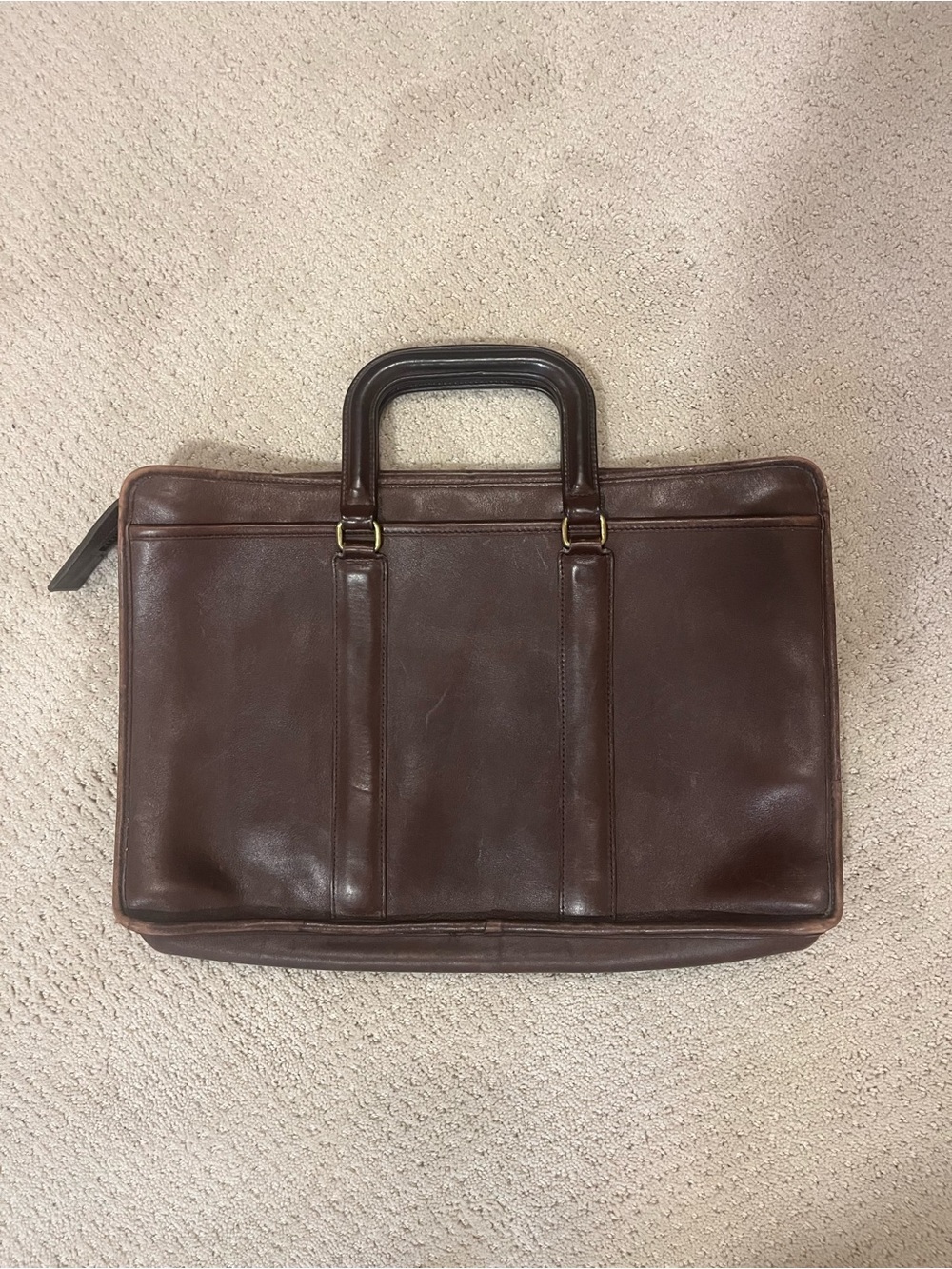 Vintage Coach Leather Briefcase Brown Leather Brass Hardware Classic Work Bag